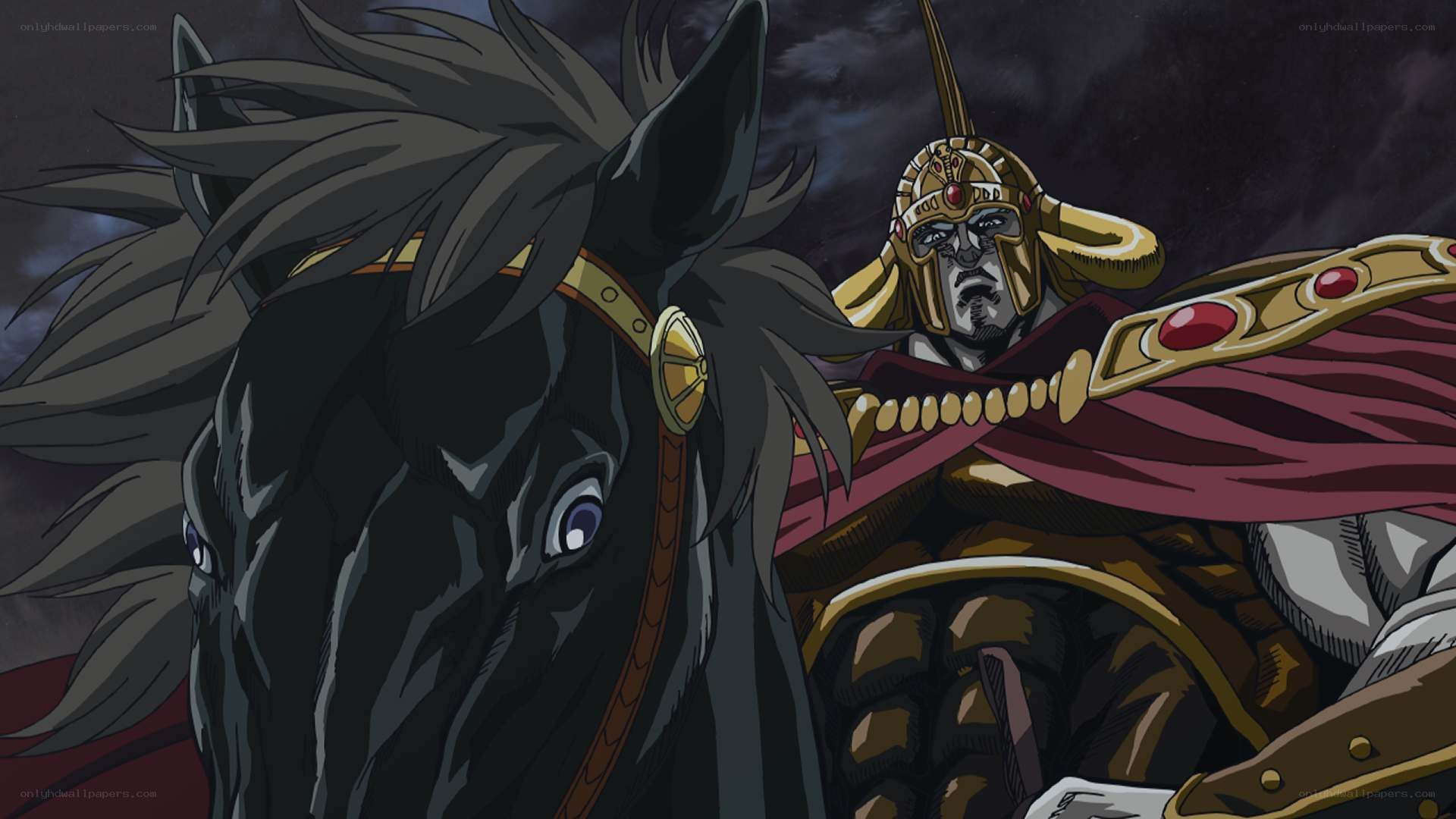 warrior on a black horse