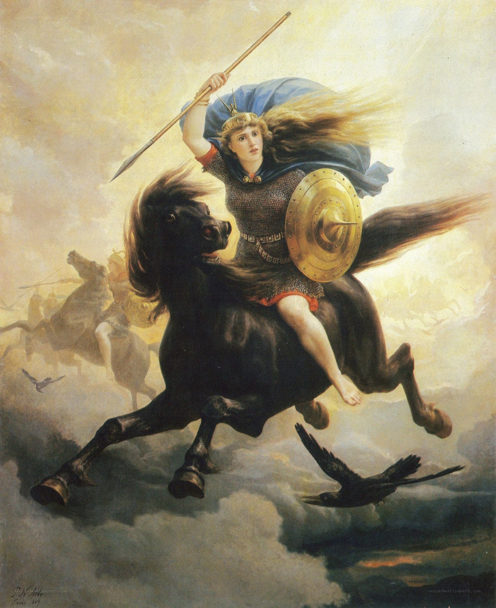 Warrior on a black horse