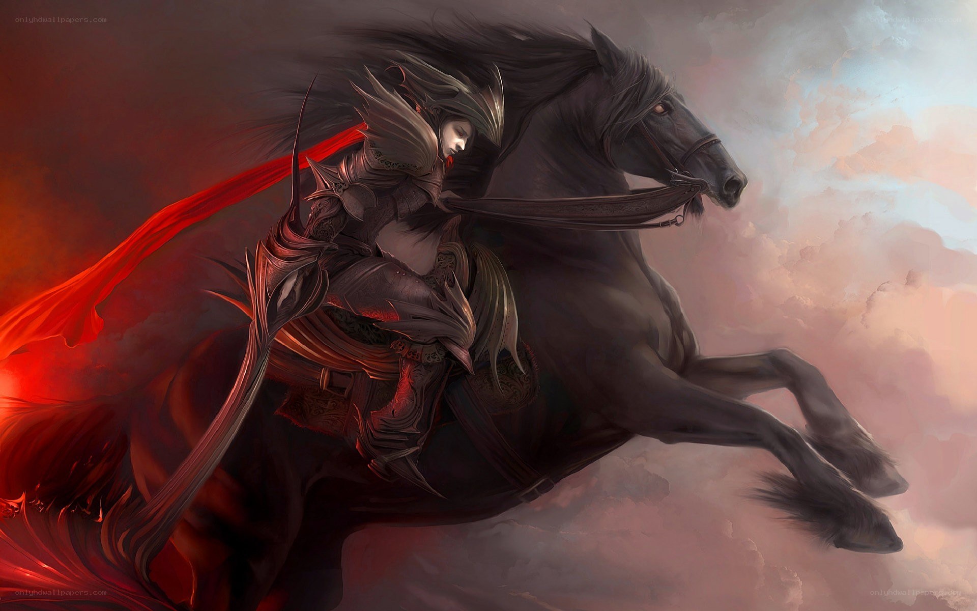 warrior on a black horse