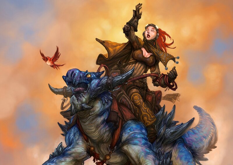 Warrior on a blue beast