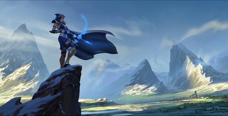 Warrior on a Cliff — Blue, Dramatic, Morning