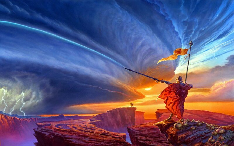 Warrior on a Cliff — Blue