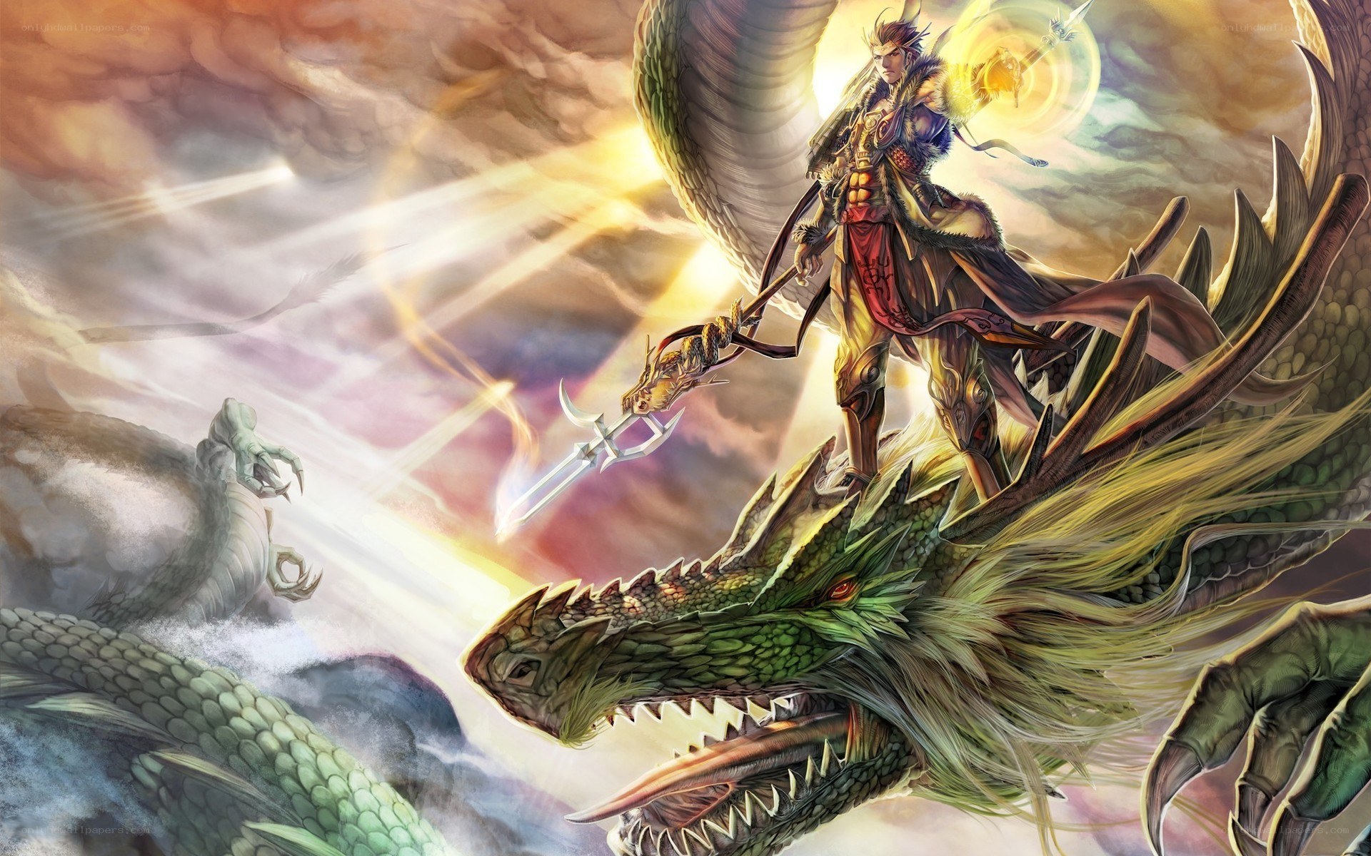 warrior on a dragon in battle