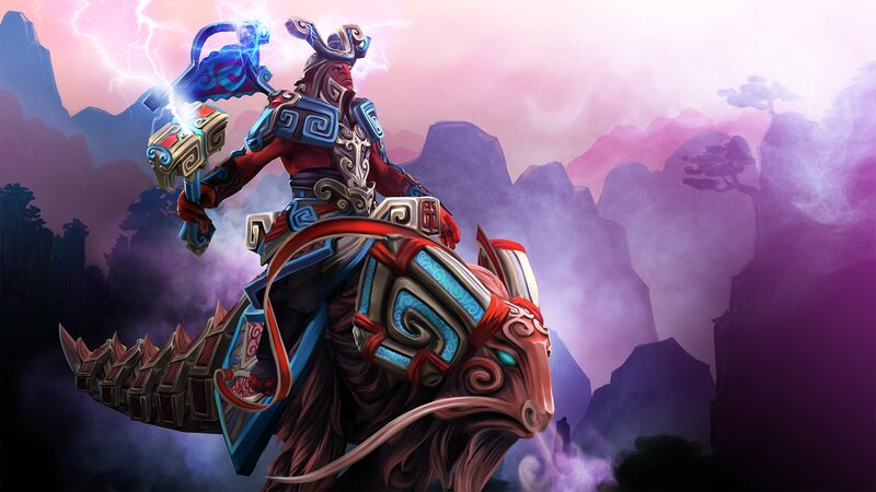 Warrior on a Dragon — Purple, Dramatic