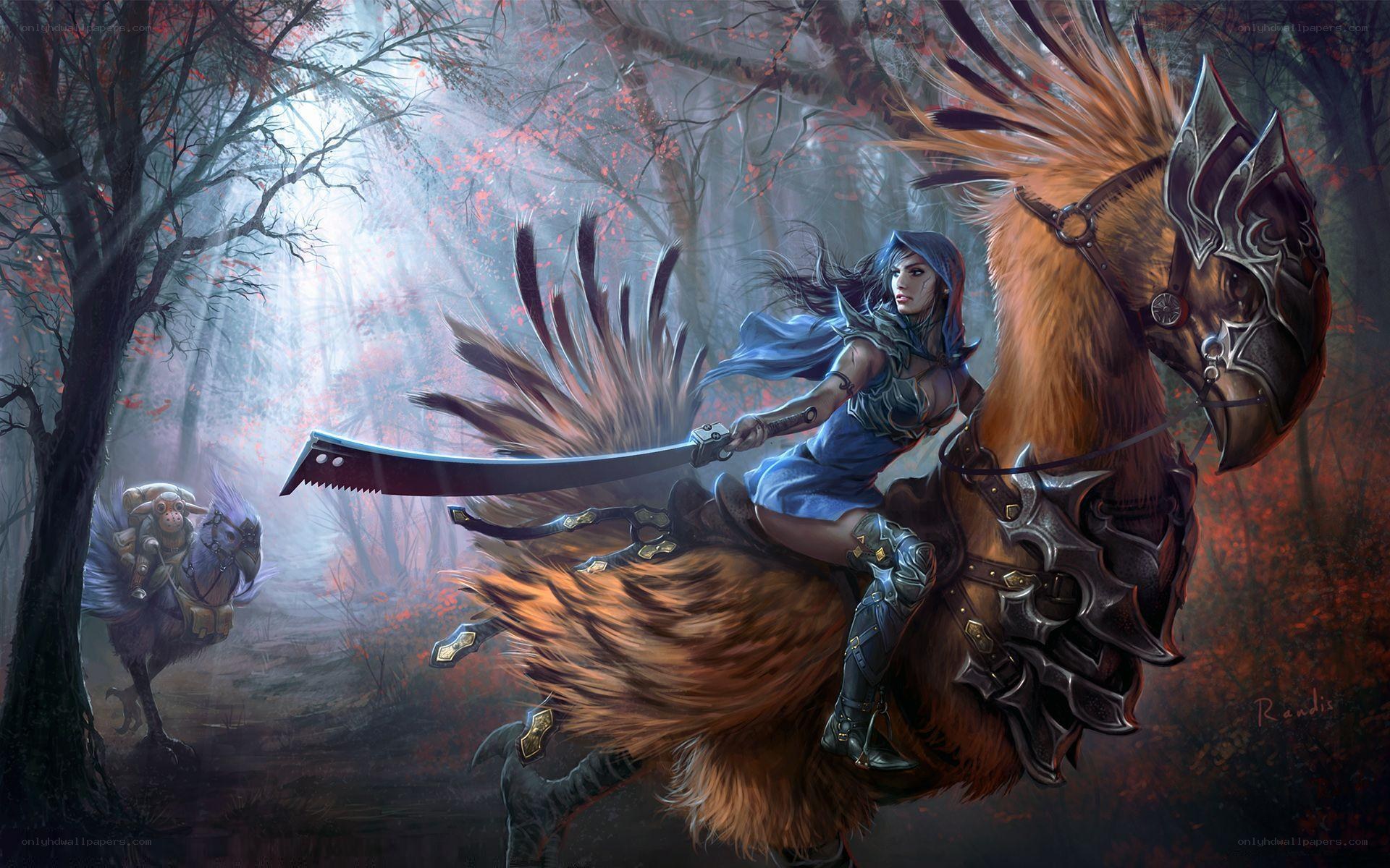 Warrior on a feathered mount