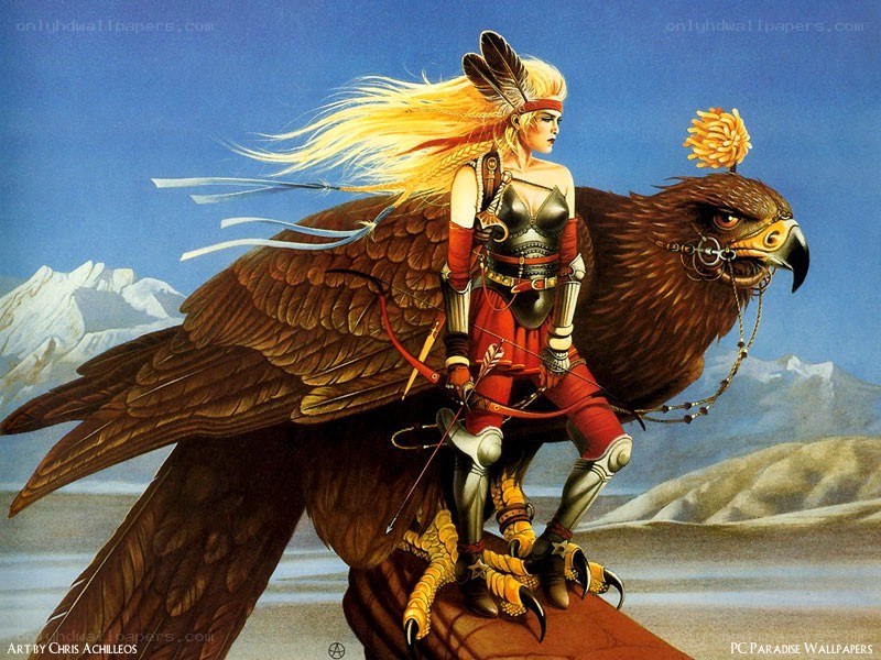 Warrior on a giant eagle