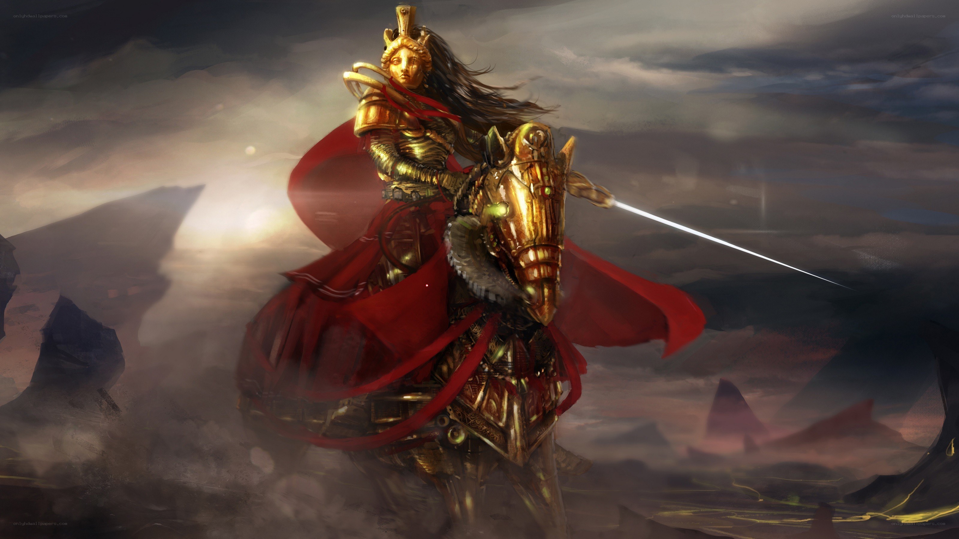 Warrior on a golden steed