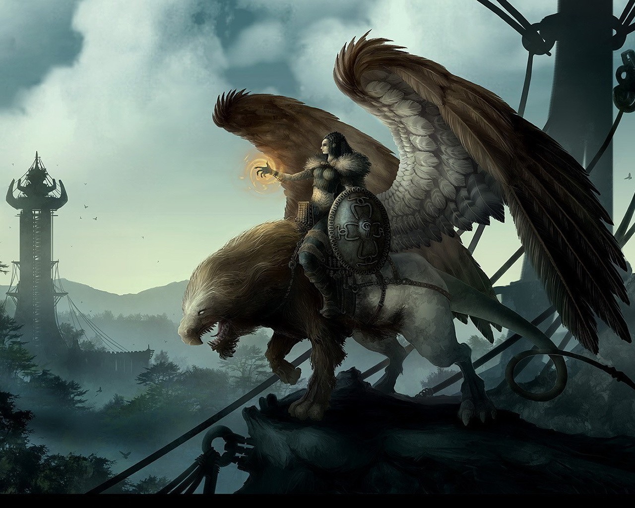 Warrior on a griffin