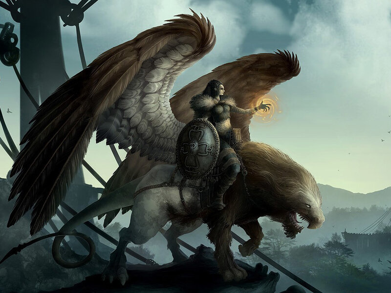 Warrior on a griffin