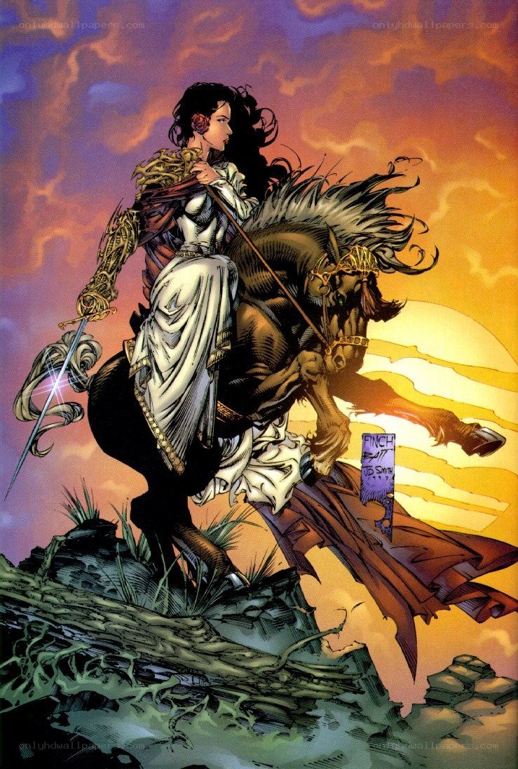 warrior on a horse at sunset