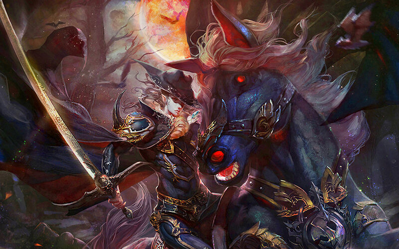 Warrior on a Horse — Black, Dramatic