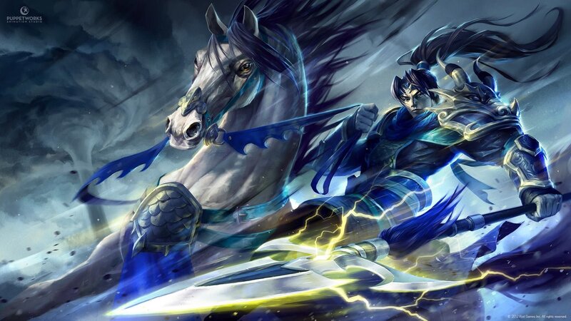 Warrior on a Horse — Blue, Dramatic