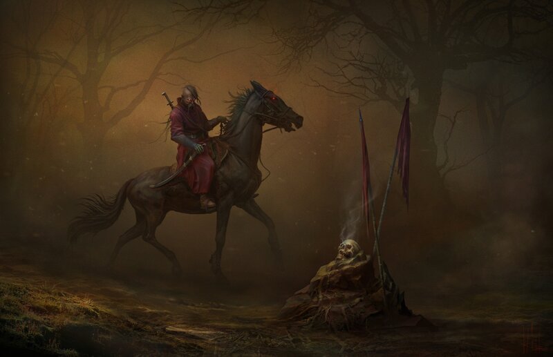 Warrior on a Horse — Brown, Dark