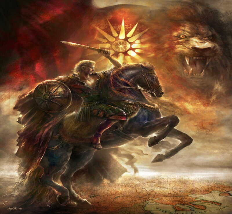 Warrior on a Horse — Red, Dramatic