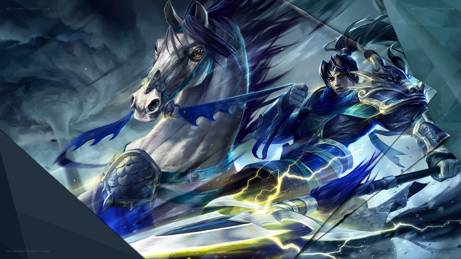 warrior on a horse with lightning