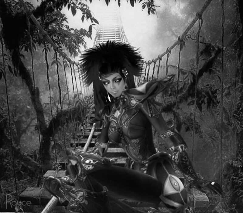 warrior on a jungle bridge