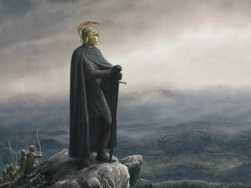 Warrior on a mountain peak