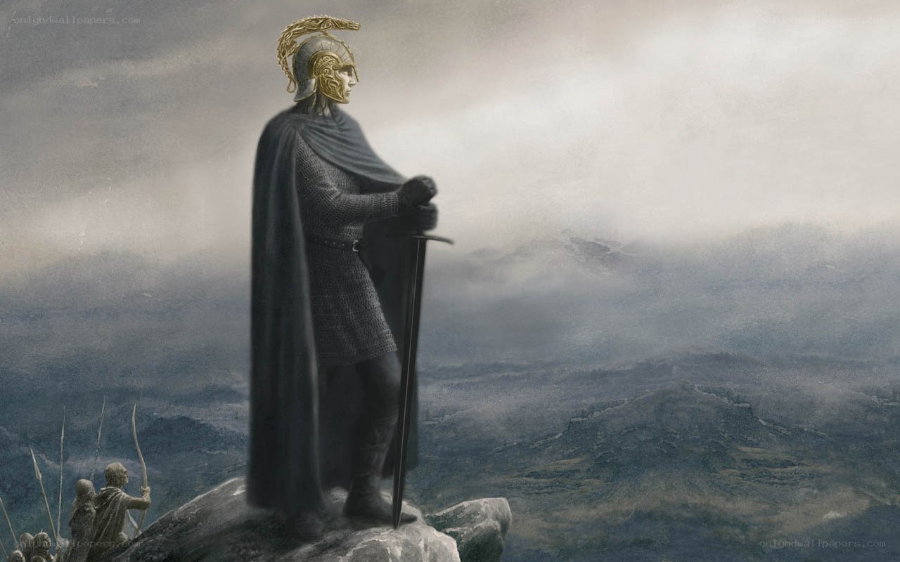 warrior on a mountain peak
