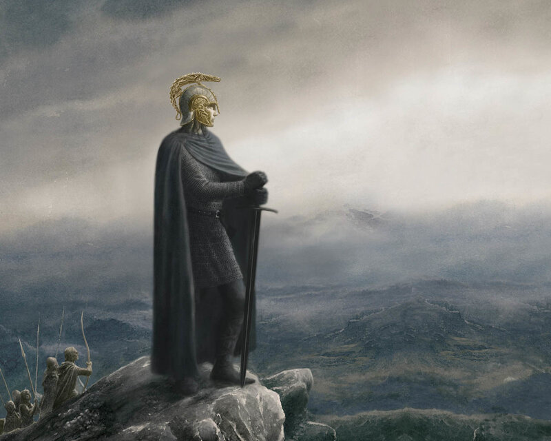 Warrior on a mountain peak