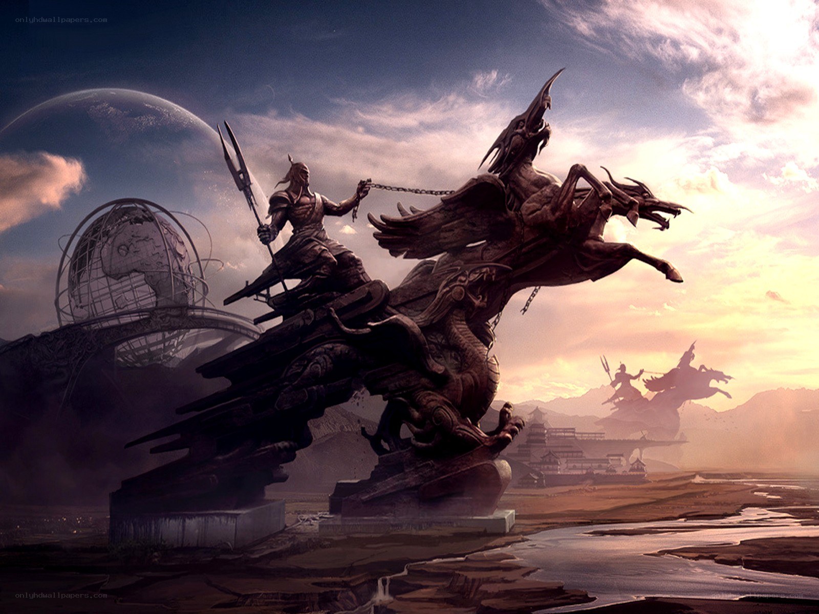 Warrior on a mythical beast