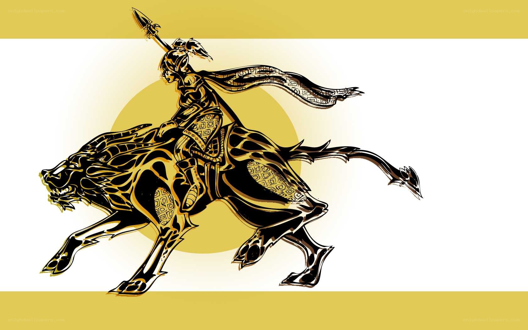 warrior on a mythical beast