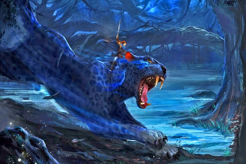 Warrior on a Panther — Blue