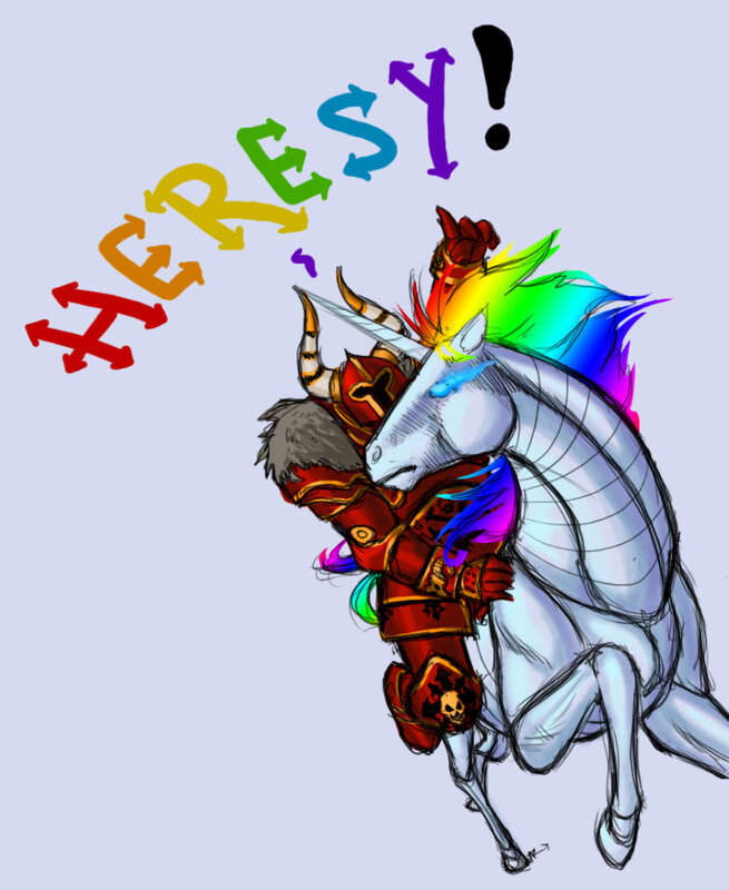 Warrior on a rainbow unicorn