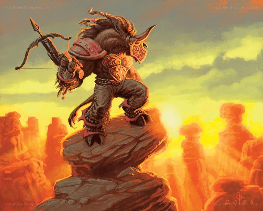 Warrior on a rock at sunset