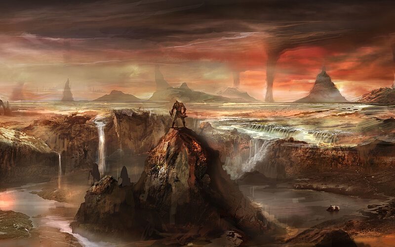 Warrior on a rocky outcrop