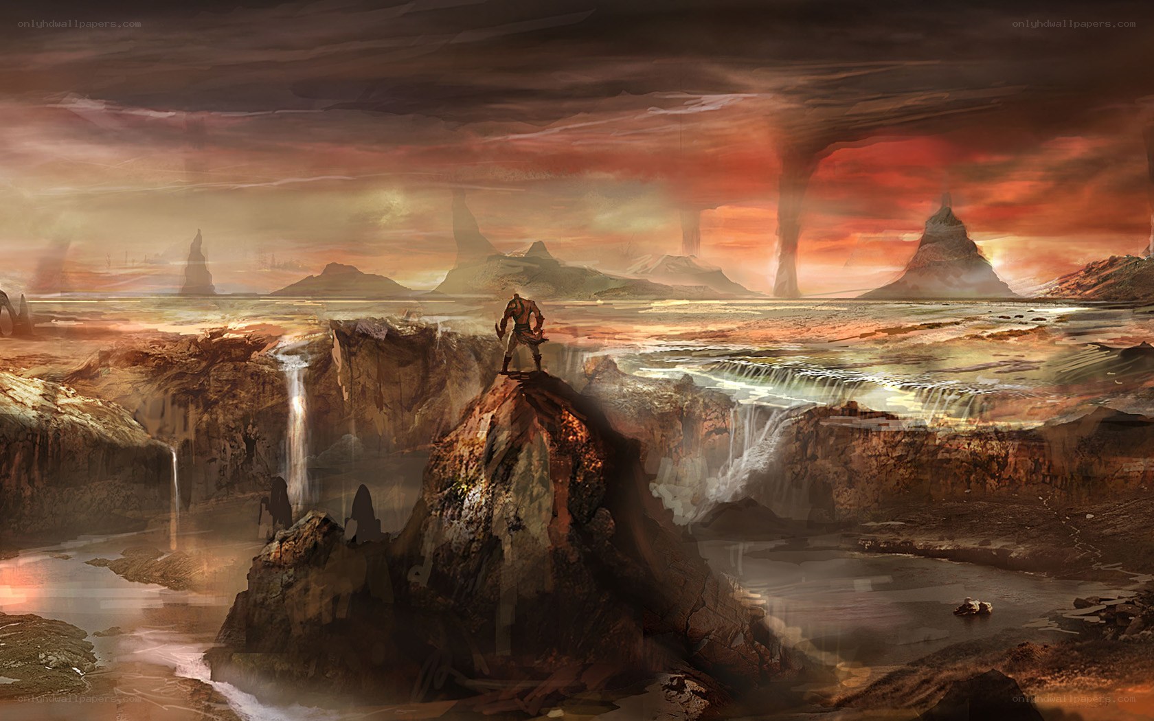 Warrior on a rocky outcrop