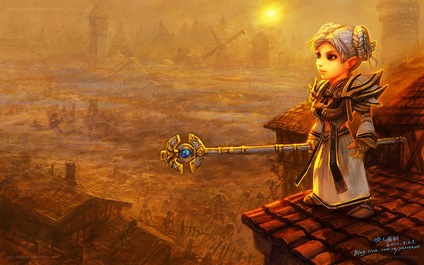 warrior on a ruined rooftop