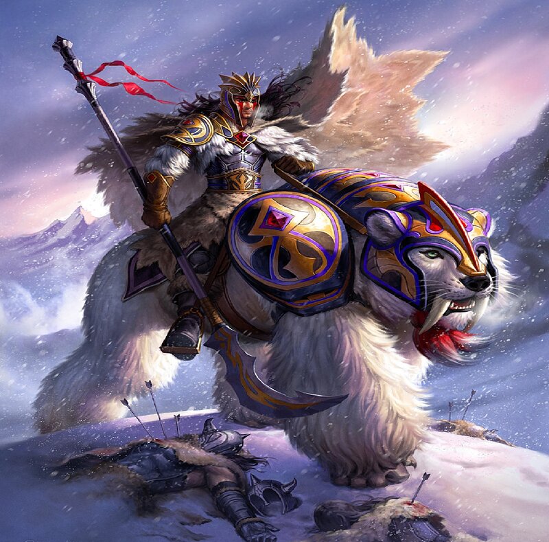 Warrior on a Saber-toothed Tiger — White