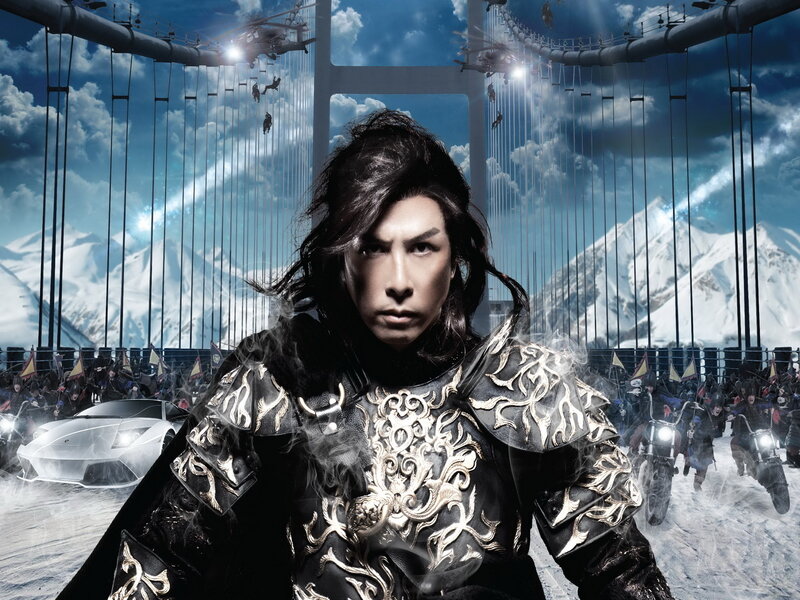 warrior on a snowy bridge