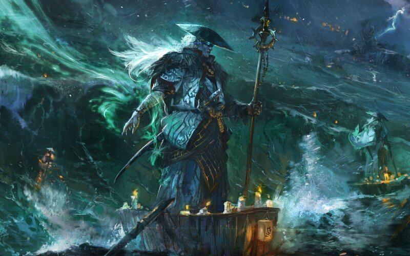 Warrior on a stormy sea