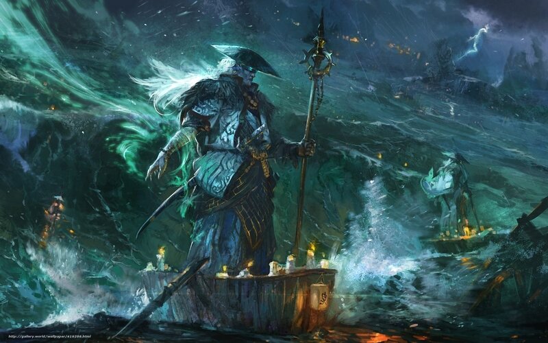 Warrior on a stormy sea