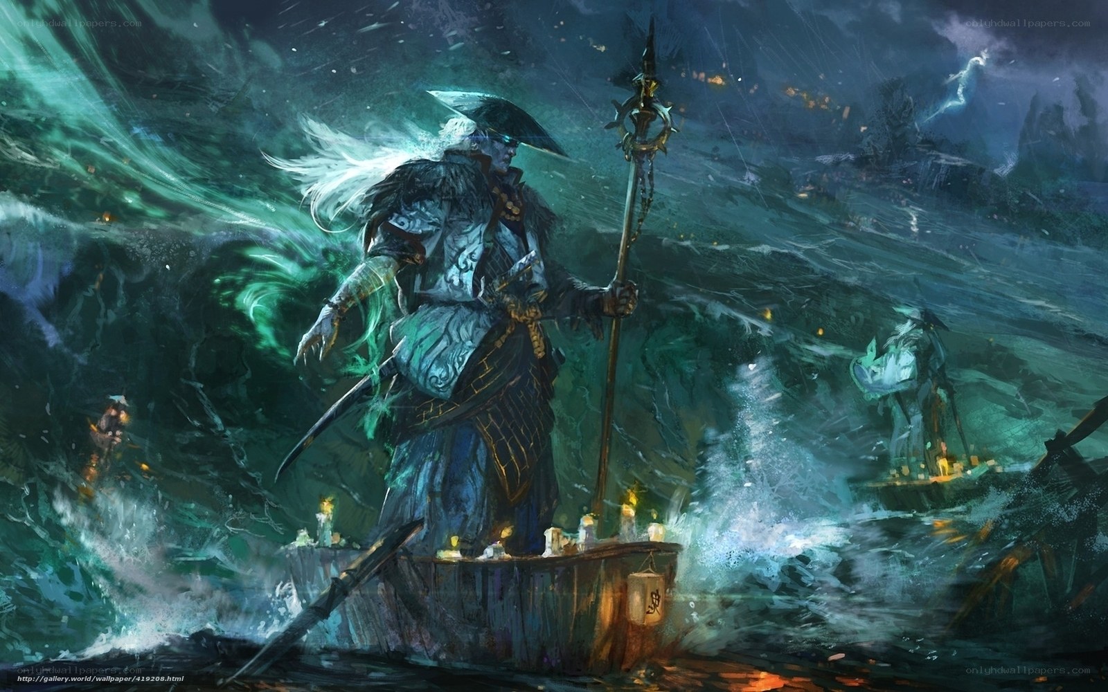 Warrior on a stormy sea
