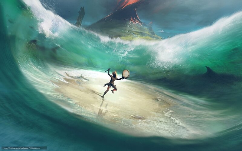 Warrior on a wave