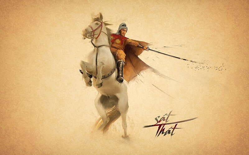 warrior on a white horse