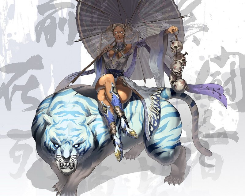 Warrior on a white tiger