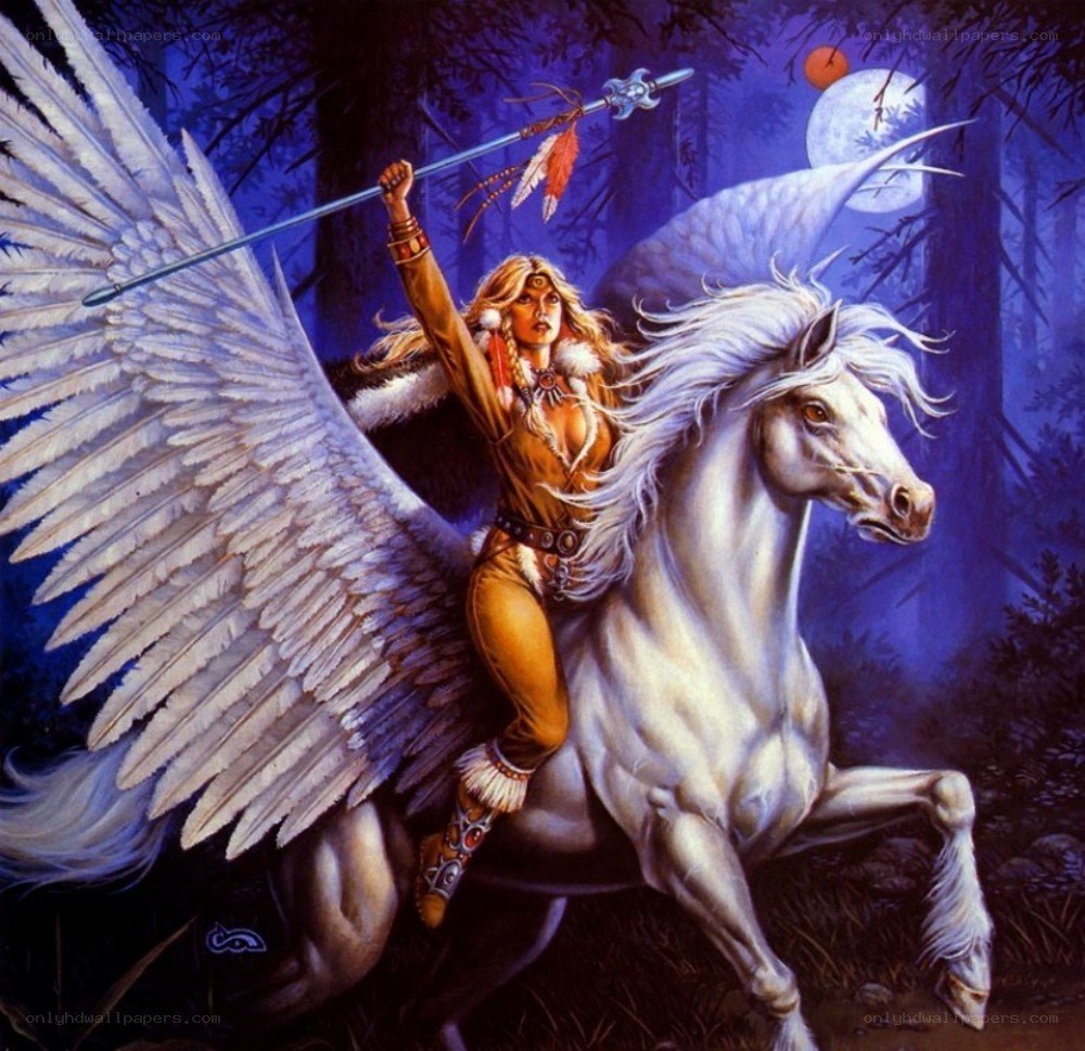 Warrior on a winged horse