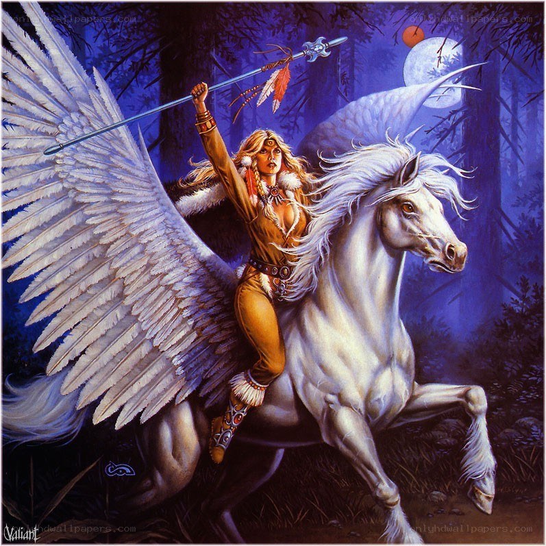 Warrior on a winged horse