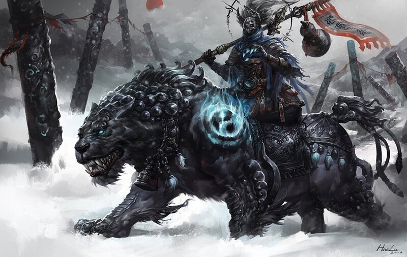 Warrior on Armored Beast — Black