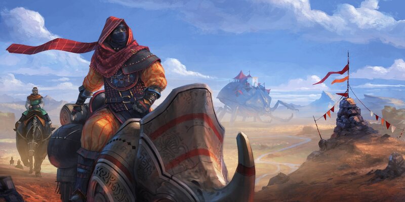 Warrior on Armored Mount — Blue