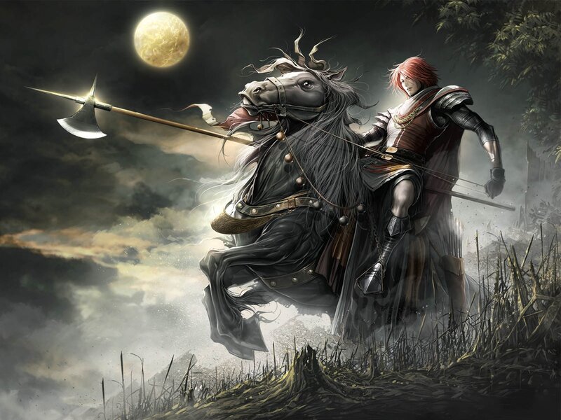Warrior on Black Horse — Dramatic
