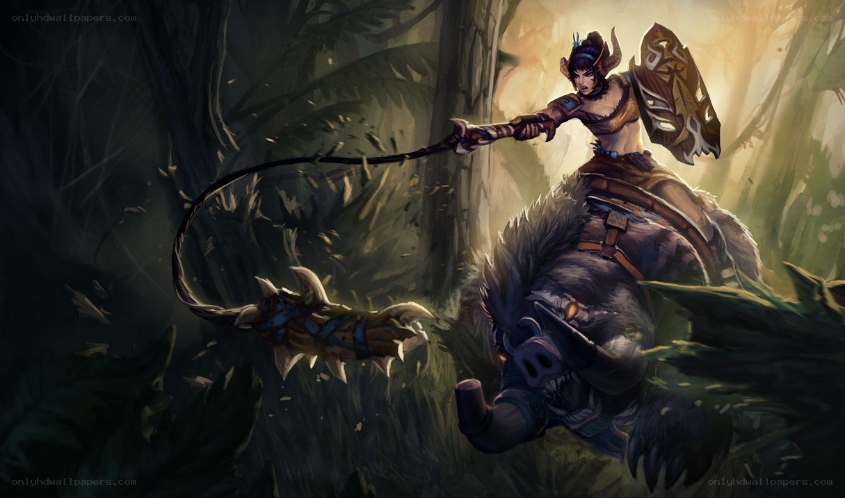 warrior on boar in jungle