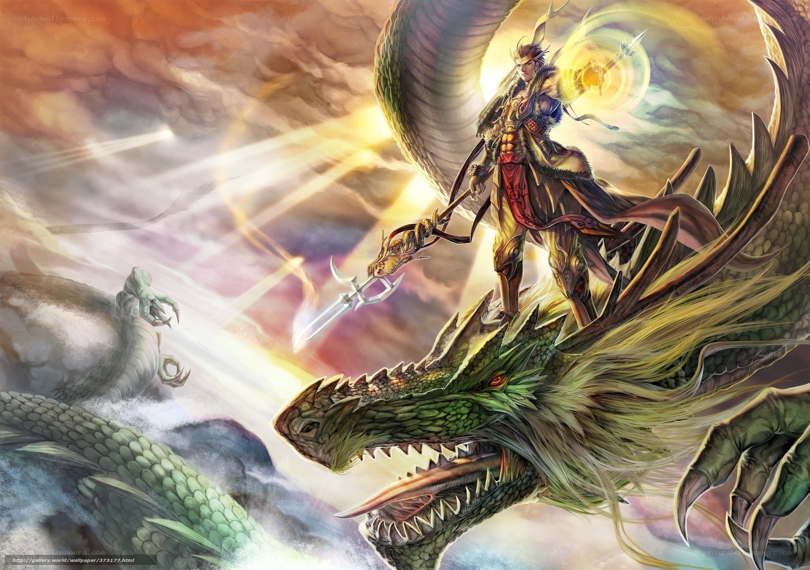 warrior on dragon in battle