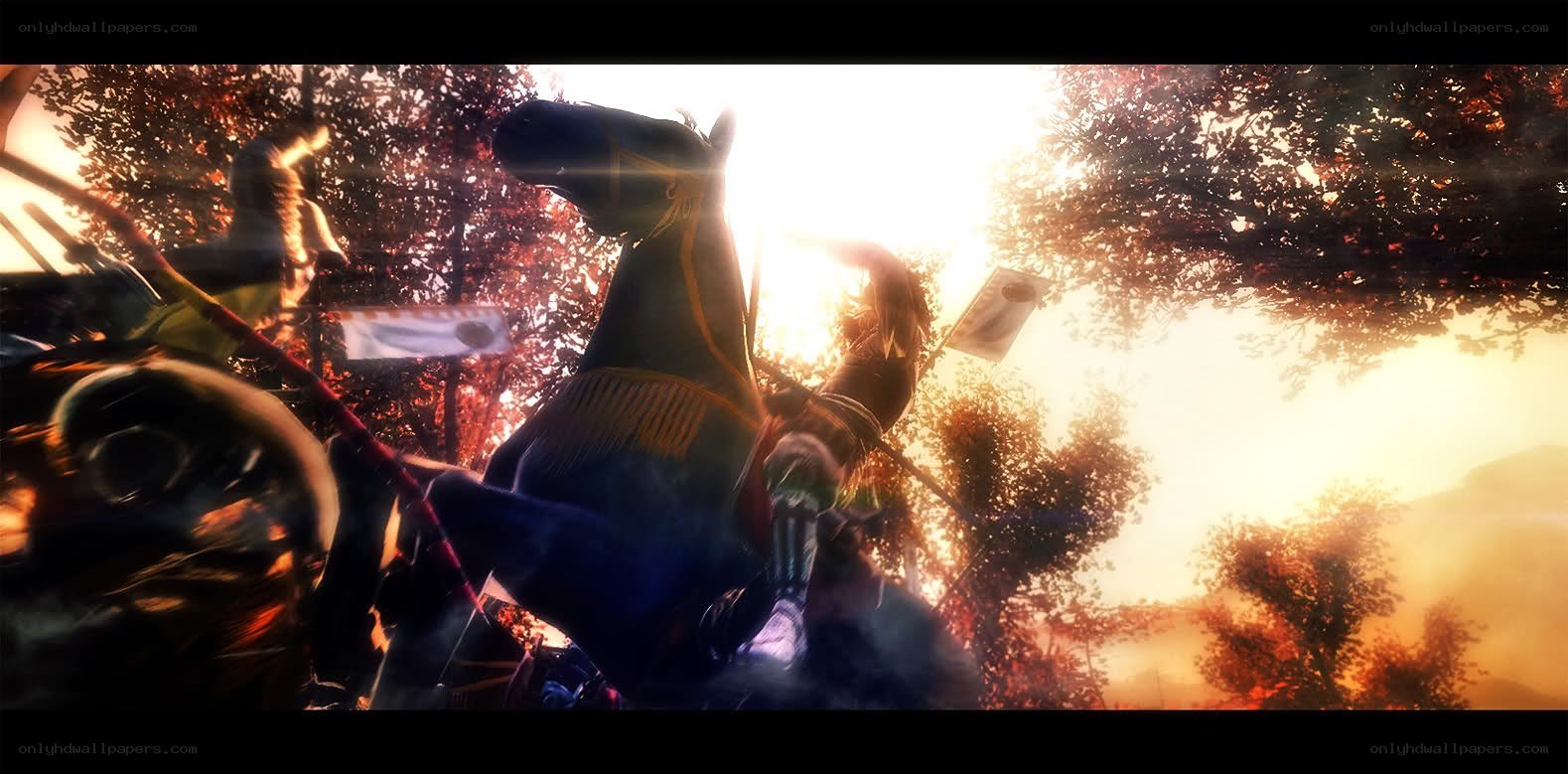 Warrior on horseback at sunset