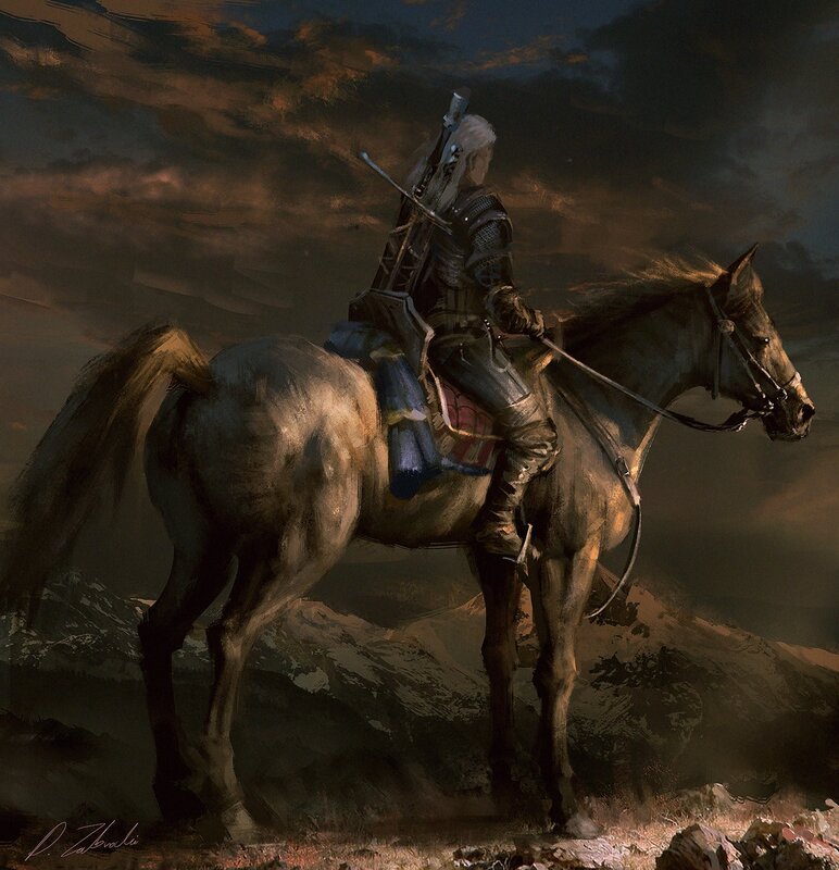 Warrior on Horseback — Brown, Dramatic, Sunset, Digital Art