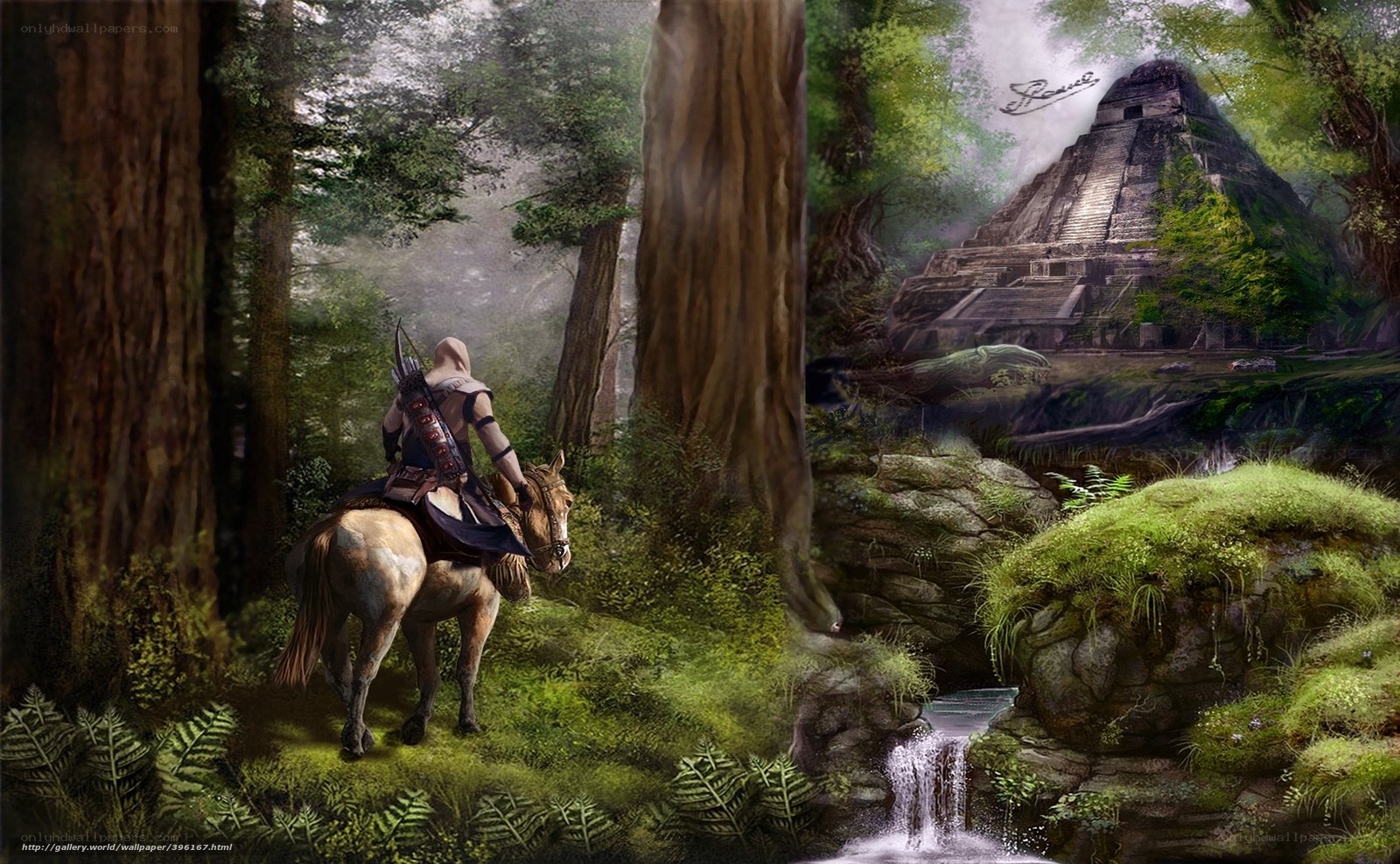 Warrior on horseback in jungle