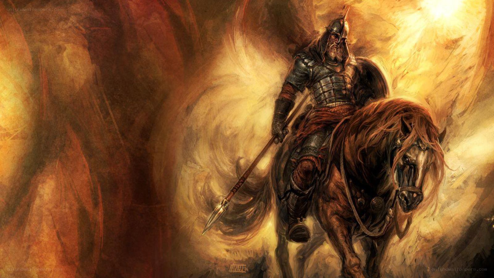 warrior on horseback with spear